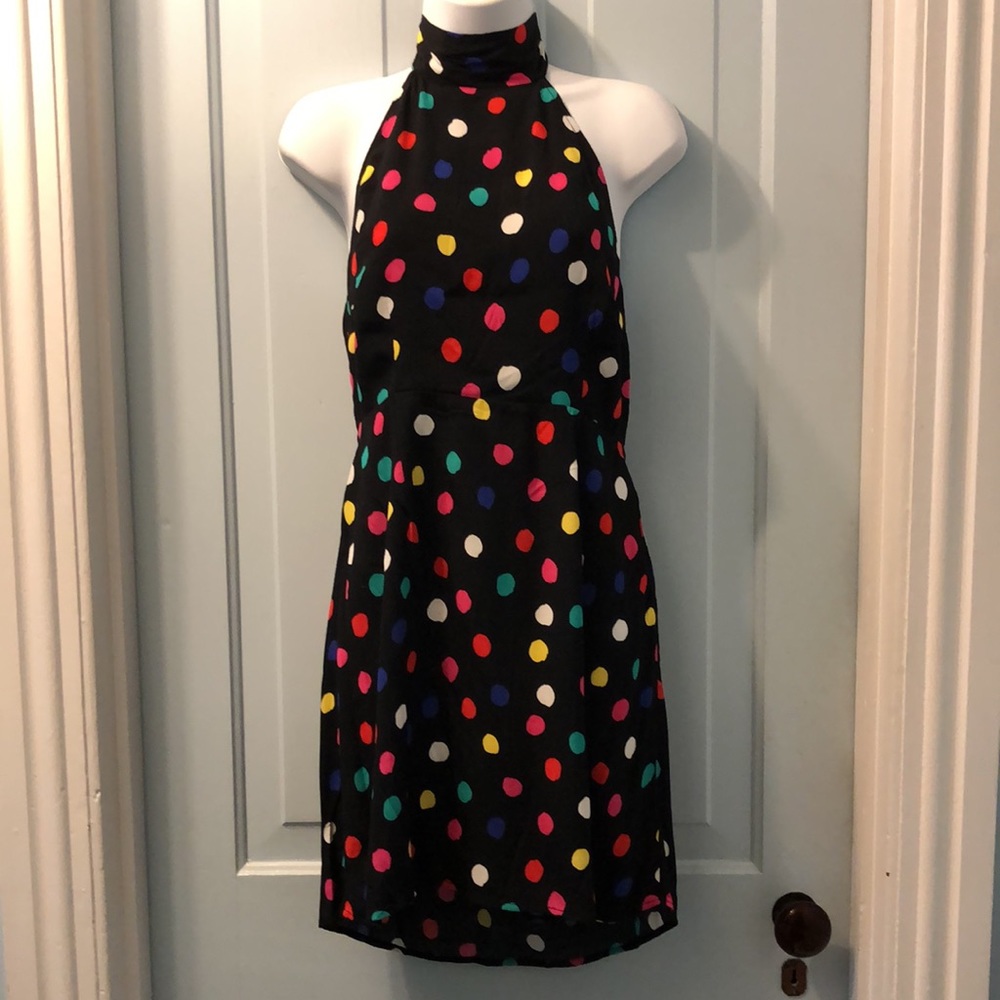Rixo Target NWT black polka dot halter dress Size S